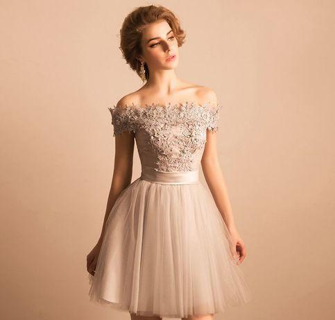 Off The Shoulder Homecoming Dress With Sleeve Party Lace Homecoming Dress ER204 - OrtDress