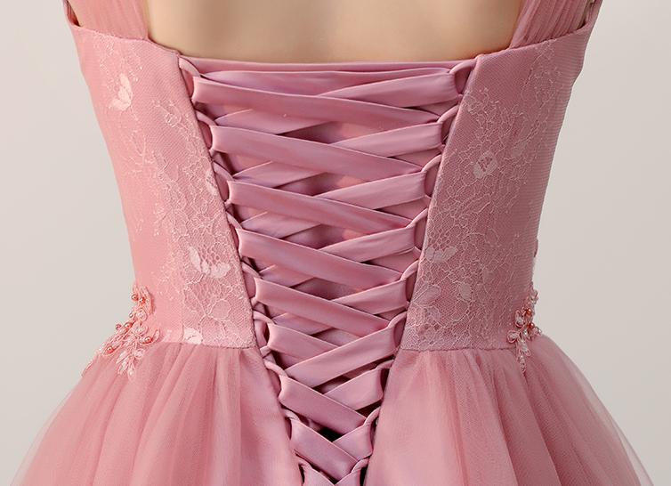 Pink Straps Homecoming Dress Cheap Party Lace Homecoming Dress ER205 - OrtDress