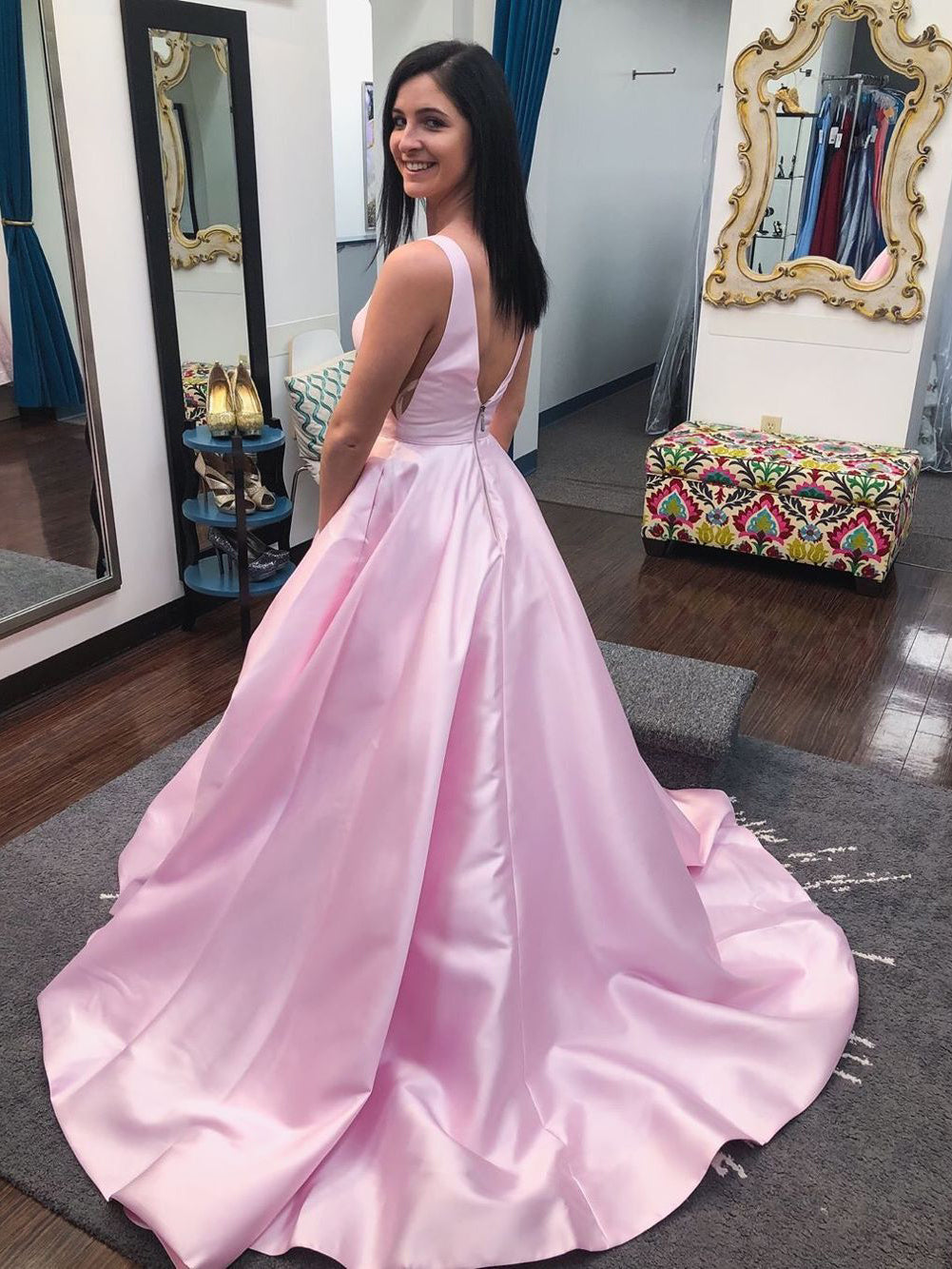 Elegant Cheap Prom Party Gowns Custom Evening Dresses With Pockets Formal Dress ER2076