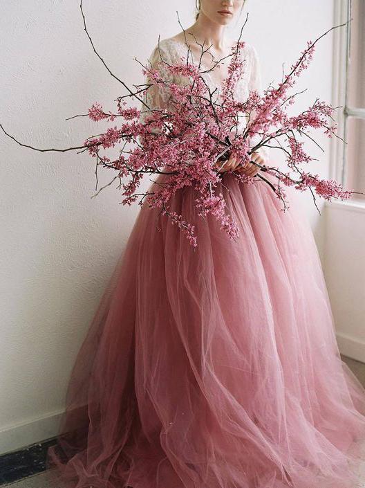 Chic V Neck Prom Dress Lace Long Sleeve Cheap Prom Dress #ER220 - OrtDress