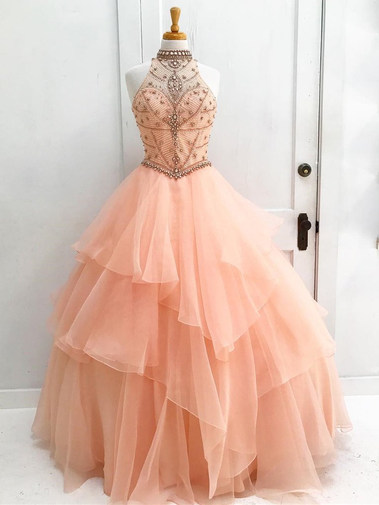 Chic Ball Gown Prom Dress African Pink Vintage Prom Dress #ER222 - OrtDress