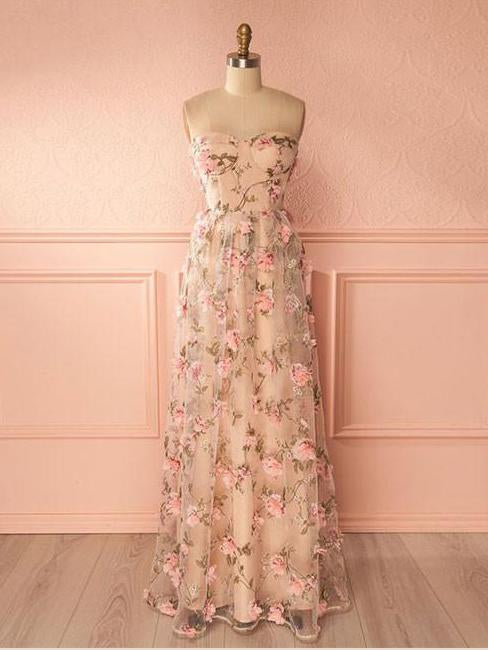 Flower Pink Prom Dress Cheap Beautiful Long Prom Dress #ER253 - OrtDress