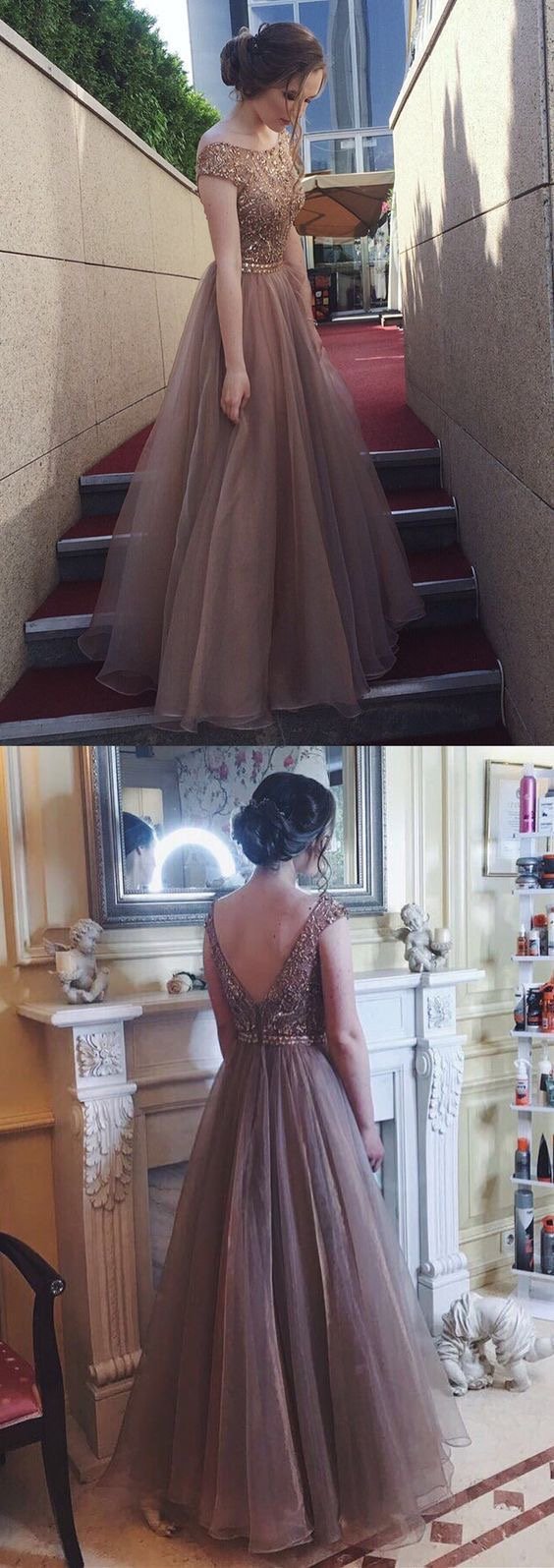 Chic Organza Prom Dress Beading Beautiful Long Vintage Prom Dress #ER255 - OrtDress