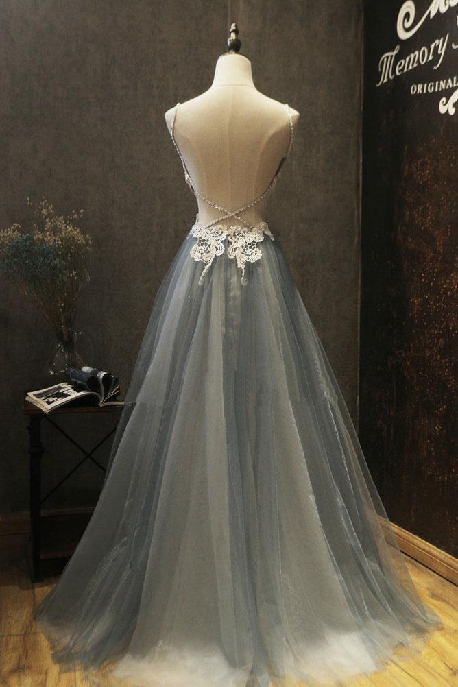 Chic Tulle Prom Dress Vintage Cheap Plus Size Long Prom Dress #ER281 - OrtDress