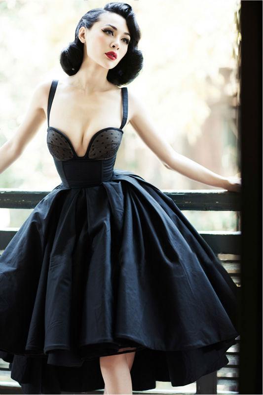 Chic Black Prom Dress Vintage Asymmetrical Cheap Prom Dress #ER295 - OrtDress