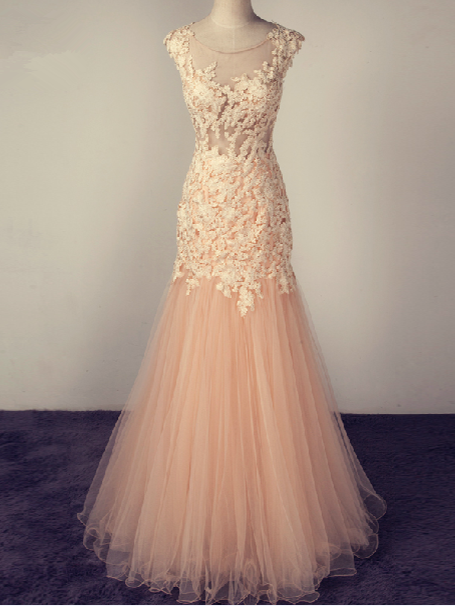 Mermaid Lace Prom Dress Vintage Cheap Long Pink Prom Dress #ER360 - OrtDress
