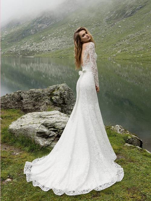 Mermaid Lace Wedding Dress Long Sleeve White Cheap Wedding Dress #ER369 - OrtDress