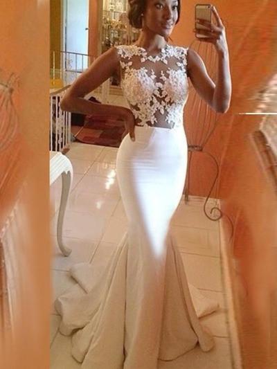 Mermaid White Prom Dress Sexy Lace Cheap African Prom Dress #ER371 - OrtDress