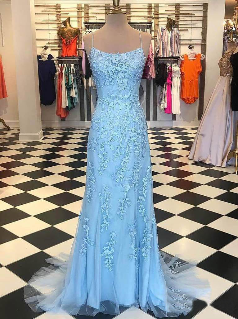 Mermaid Blue Prom Dress Lace African Long Prom Dress #ER420 - OrtDress