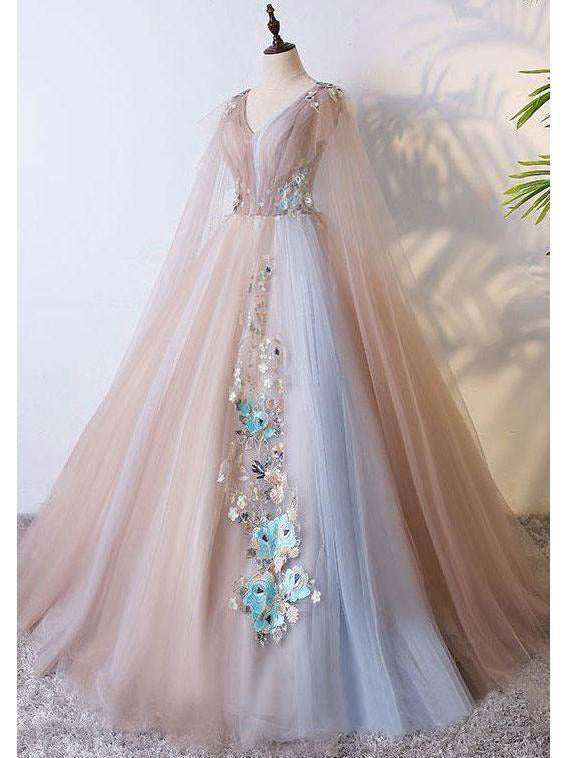 Ball Gown Vintage Prom Dress Plus Size Long Sleeve Tulle Prom Dress #ER422 - OrtDress