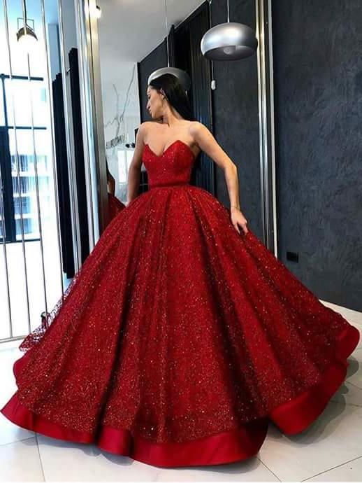 Ball Gown Prom Dress Sweetheart Red Plus Size Long Prom Dress #ER432 - OrtDress