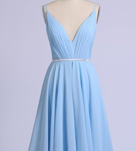 Chic Chiffon Prom Dress Blue Cheap Long Prom Dress #ER005