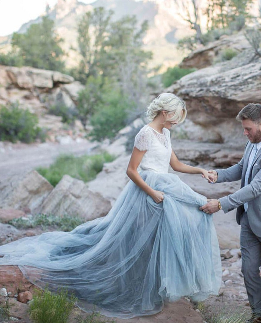 Three Piece Ombre Beach Wedding Dresses with Lace Crop Top ER2117 OrtDress Three Piece Ombre Beach Wedding Dresses with Lace Crop Top ER2117 OrtDress